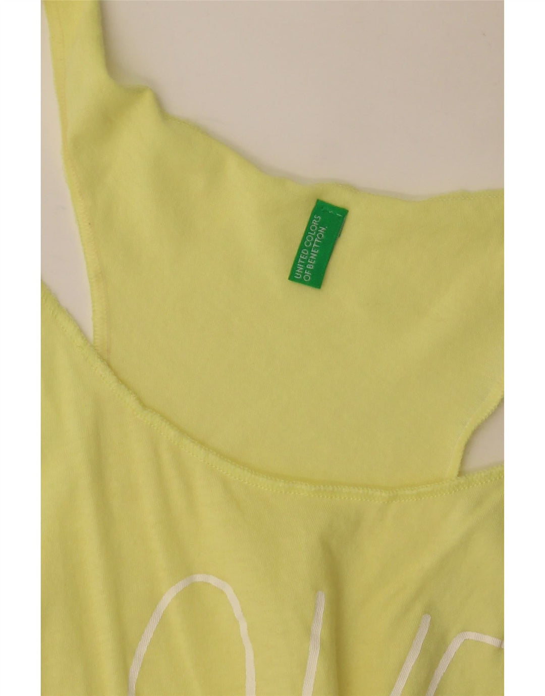 Top cu tunică grafică BENETTON pentru femei UK 8 Small Yellow Colorblock Beach