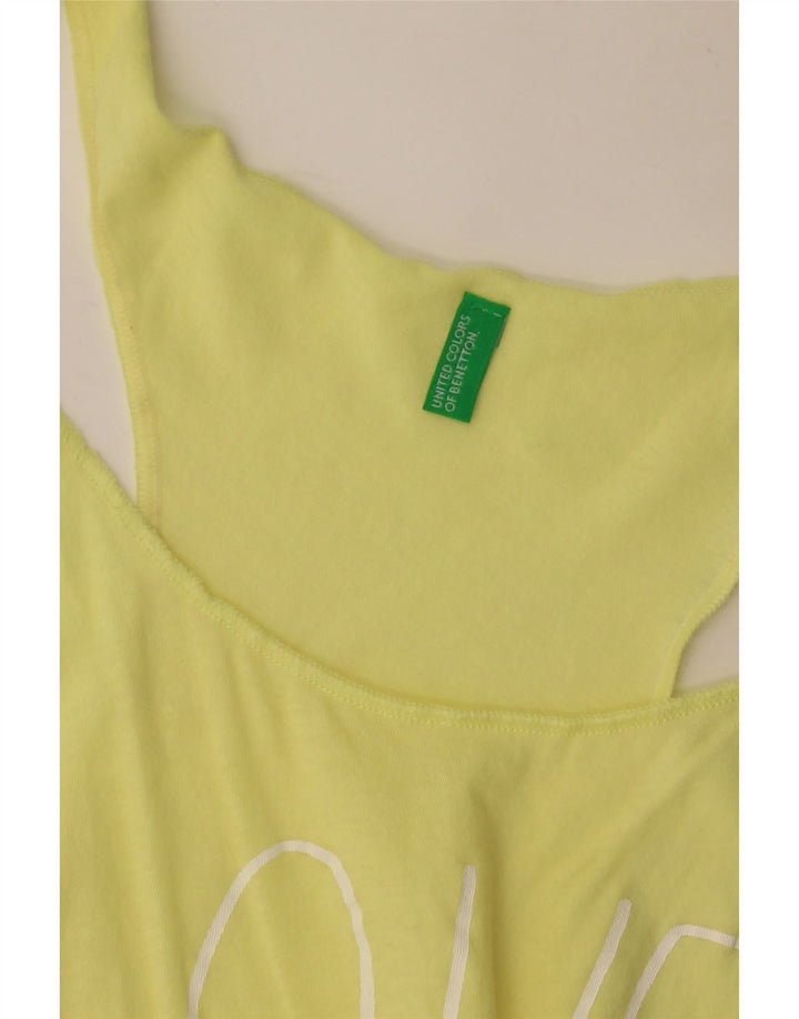 Top cu tunică grafică BENETTON pentru femei UK 8 Small Yellow Colorblock Beach