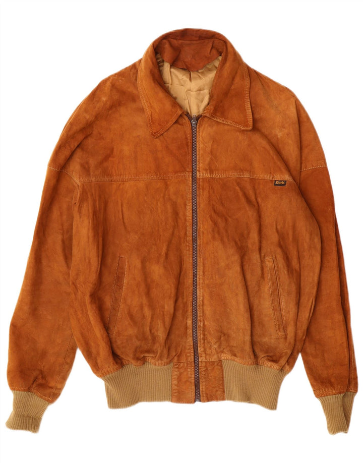 Bomber de piele intoarsa pentru barbati ESSEBI UK 40 mare, maro, piele