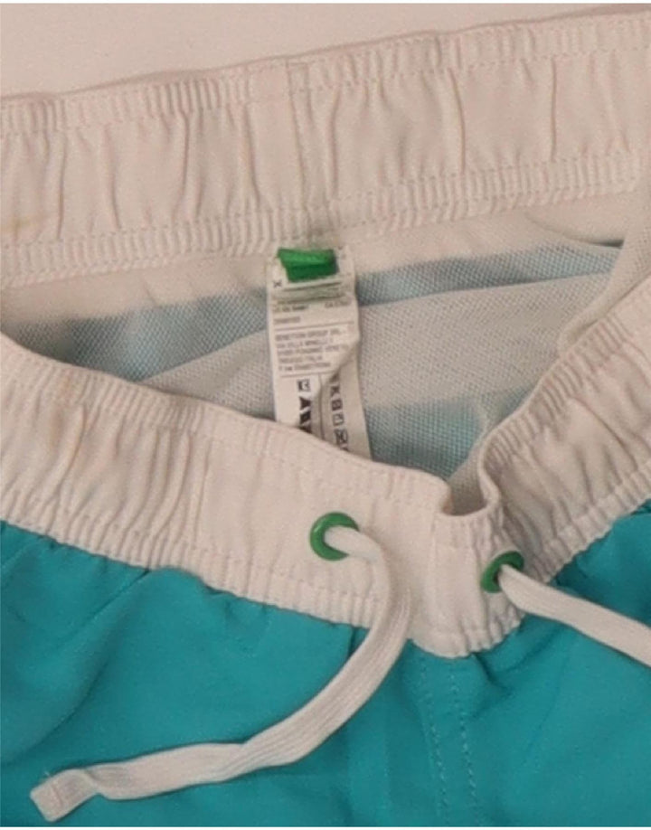 Pantaloni scurți de înot grafic BENETTON pentru băieți 8-9 ani, albastru, color block