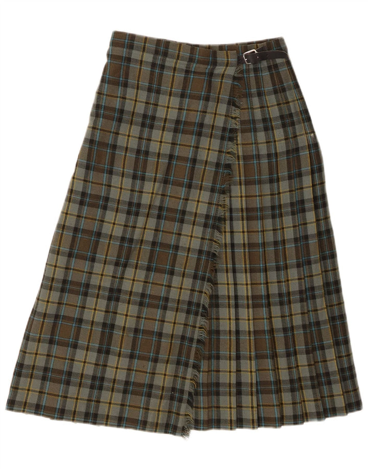 Fusta Wrap pentru femei Pringle Kilted W26 Small Green Check Lână nouă