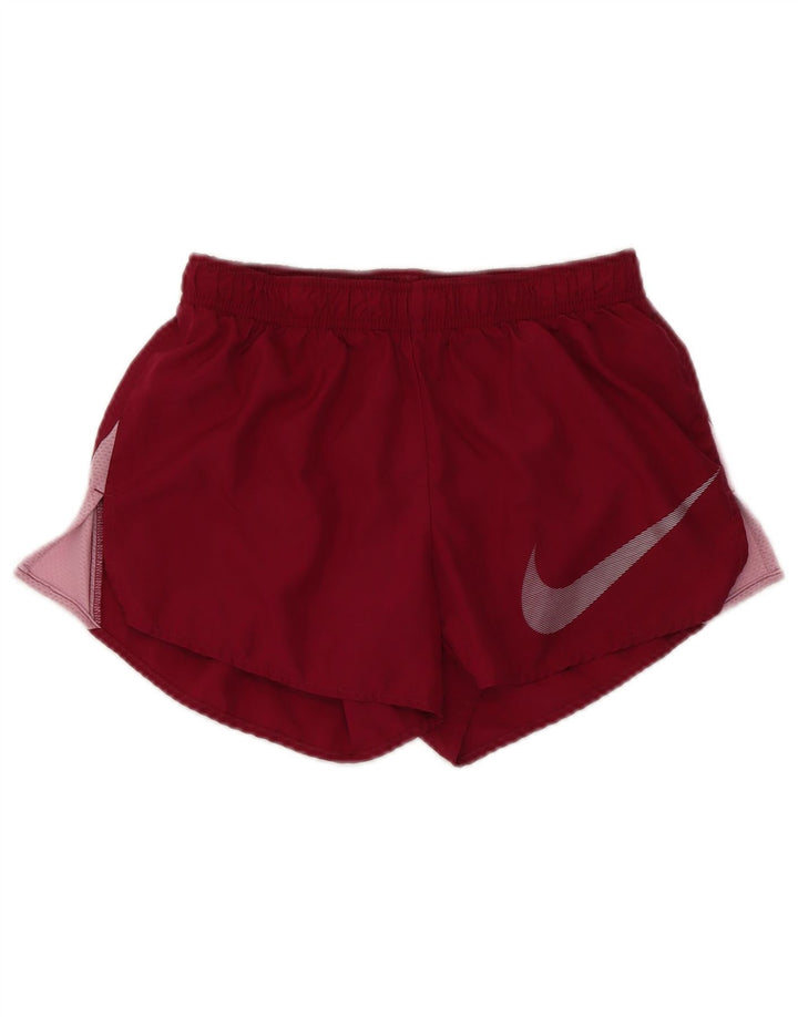 Pantaloni scurti sport NIKE Dri Fit pentru femei UK 6 XS Maroon Colorblock