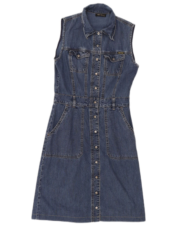 Rochie denim fără mâneci pentru femei Wit Boy UK 10 Bumbac albastru mic