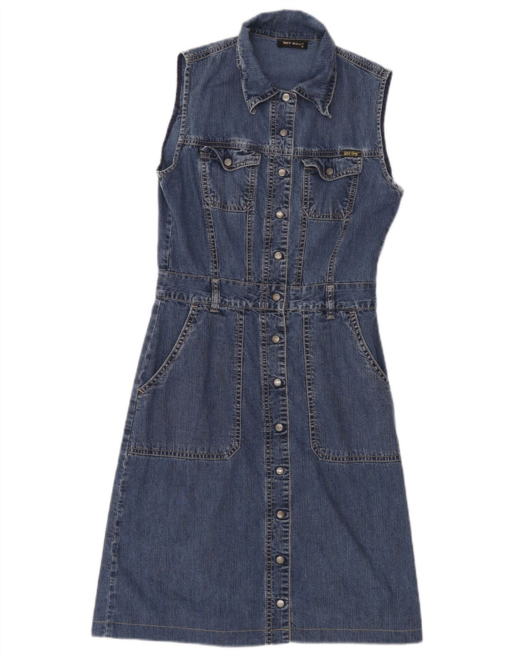 Rochie denim fără mâneci pentru femei Wit Boy UK 10 Bumbac albastru mic