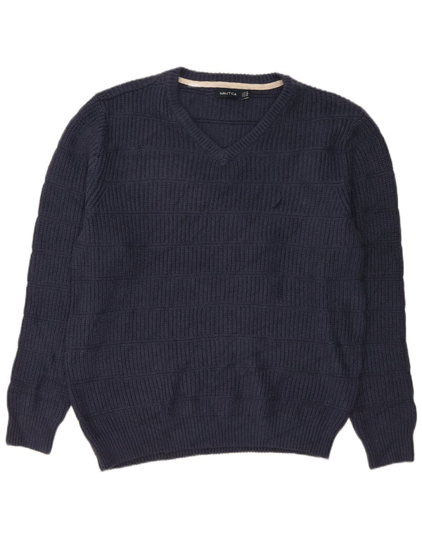 Pulover Nautica pentru bărbați cu decolteu în V, XL, bumbac bleumarin