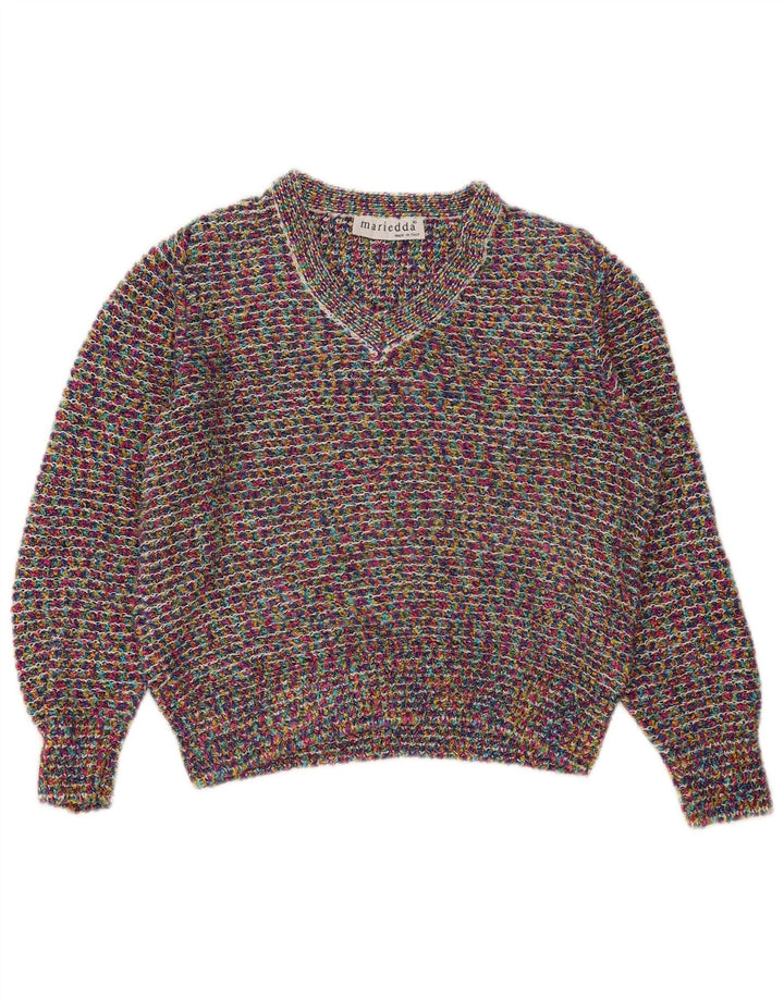 Mariedda Pulover cu decolteu în V pentru damă IT 46 mare, multicolor, pete