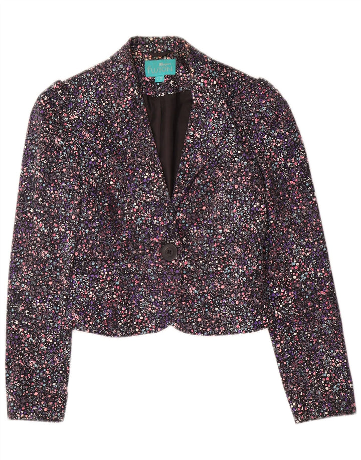 Jachetă Blazer pentru femei Monsoon Crop 1 Button UK 8 Mic Multicolor Floral