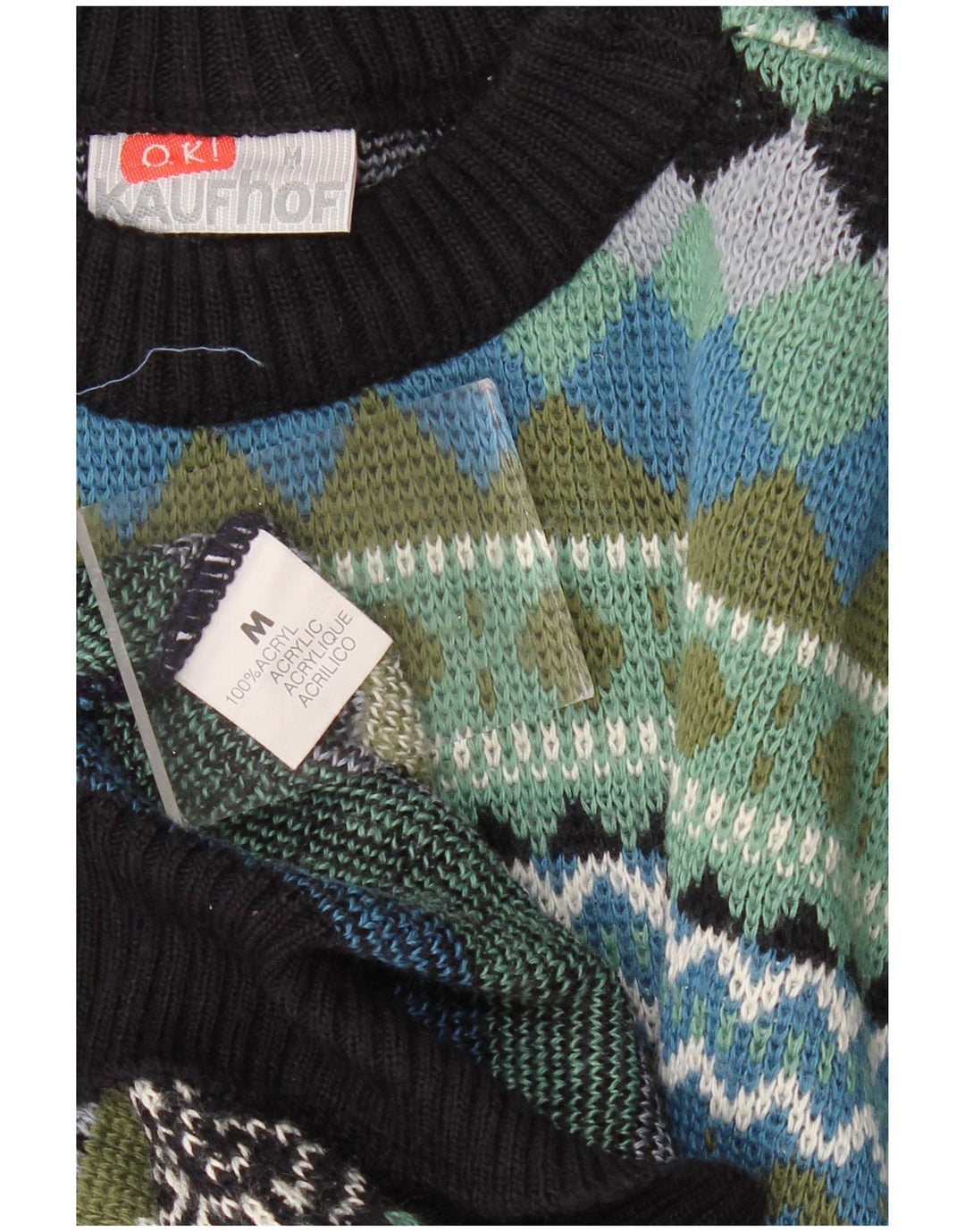 Pulover VINTAGE pentru bărbați cu gât crew pulover mediu multicolor geometric