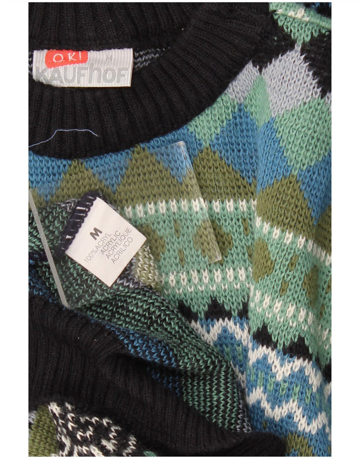 Pulover VINTAGE pentru bărbați cu gât crew pulover mediu multicolor geometric