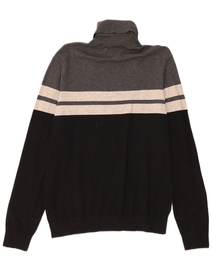 Pulover pentru bărbați Marks & Spencer cu gât rulat, mare, negru, color block