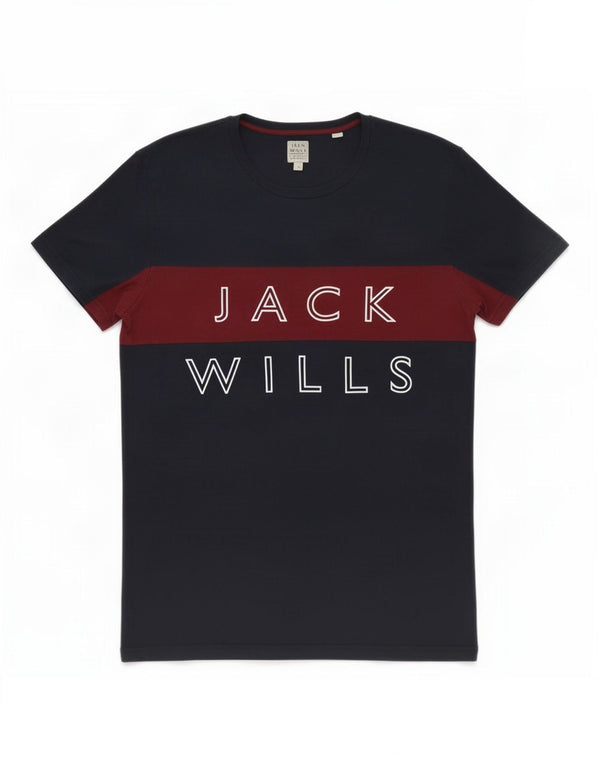 Tricou cu grafic Jack Wills pentru bărbați Top mic, albastru marin, bloc de culoare