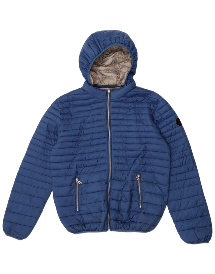Jachetă căptușită cu glugă pentru bărbați Trussardi UK 40, mare, albastru, nailon