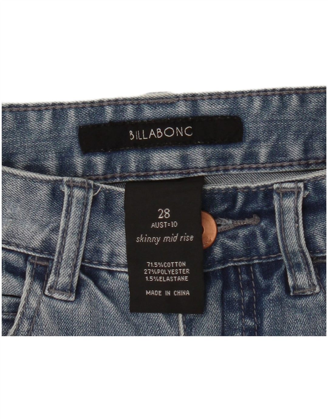 BILLABONG Blugi skinny pentru femei cu talie medie W28 L29 bumbac albastru