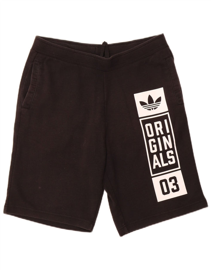 Pantaloni scurți sport grafic ADIDAS pentru bărbați, bumbac mediu negru