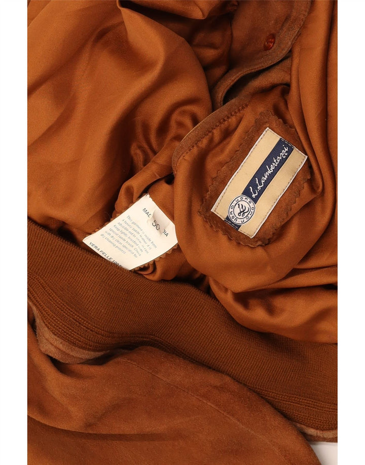 L.LAMBERTAZZI Bomber de piele intoarsa pentru barbati IT 50 Maro Maro Piele