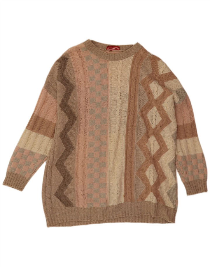 Pulover pentru bărbați Stefanel, cu gât de barcă, 2XL, multicolor, geometric