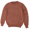 Pulover pentru bărbați Lyle & Scott, cu gât roșu, din lână mare maro cu pete