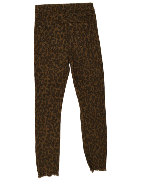 Pantaloni de damă Zara skinny casual EU 38 Mici L28 L27 Maro Animal Print