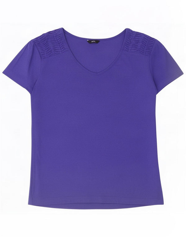 M&Co Womens T-Shirt Top UK 14 Large Blue Cotton