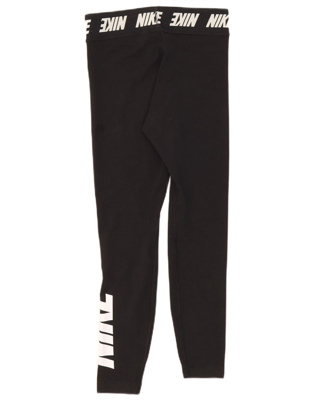 NIKE Womens Graphic Leggings UK 12 Medium  Black Cotton