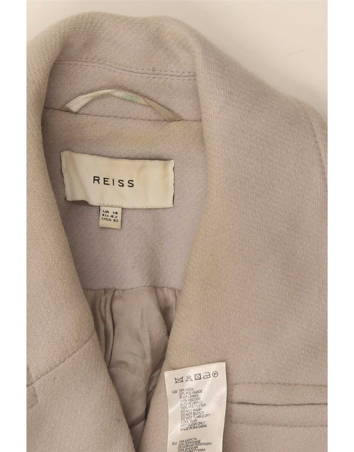 Palton scurt pentru femei Reiss, la două rânduri, UK 14, lână mare, gri