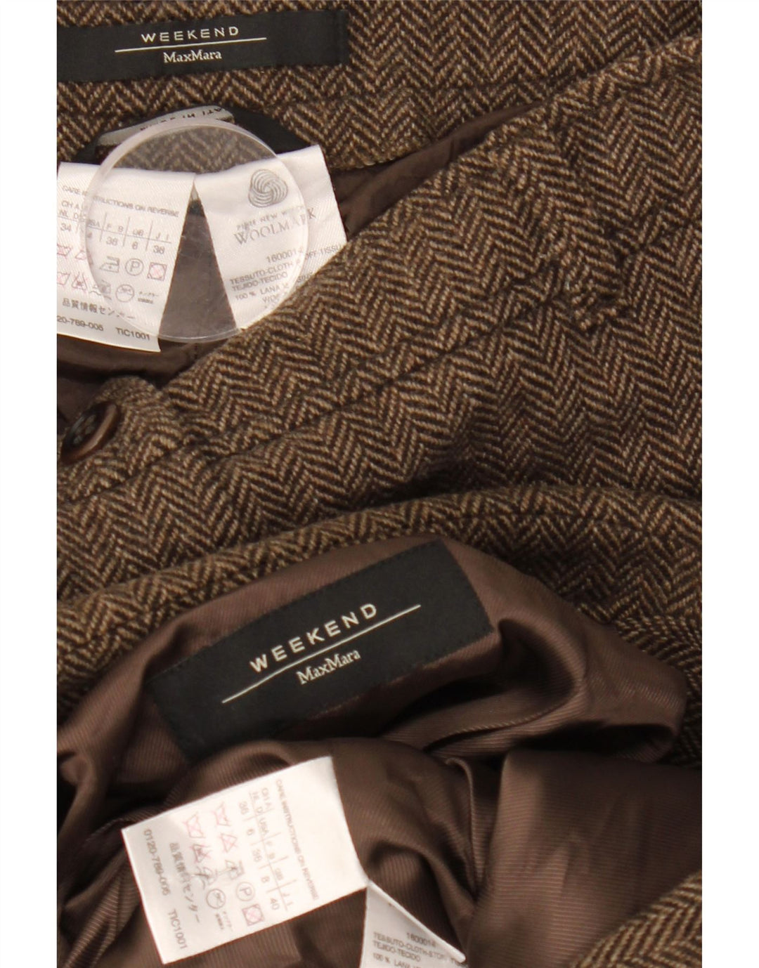 Costum 2 piese pentru femei de weekend Max Mara UK 8 Small W28 L33 Brown Herringbone