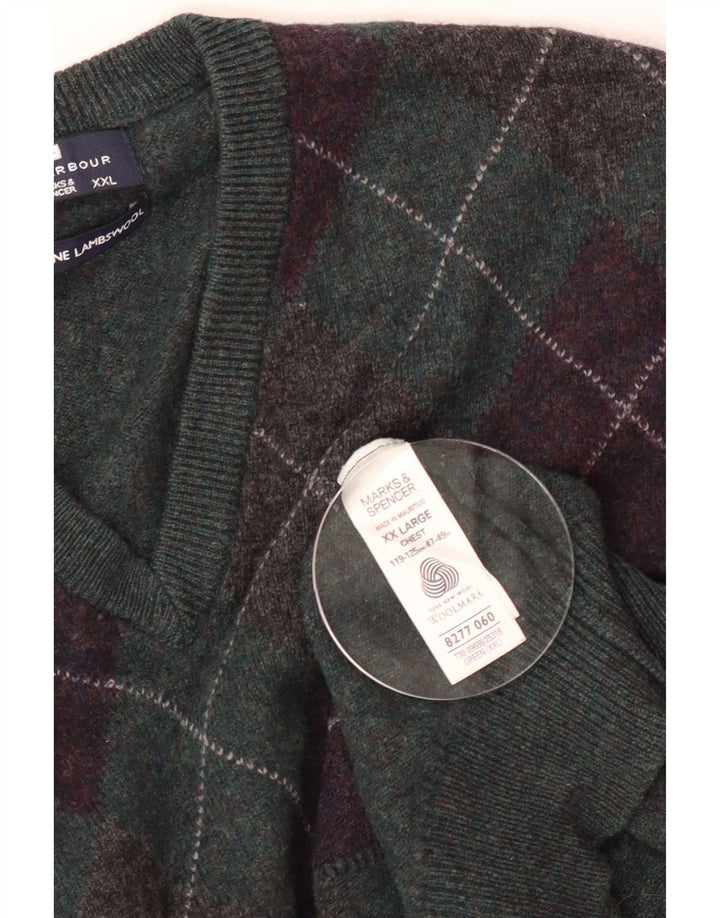 Marks & Spencer Pulover cu decolteu în V Blue Harbour pentru bărbați, 2XL, verde