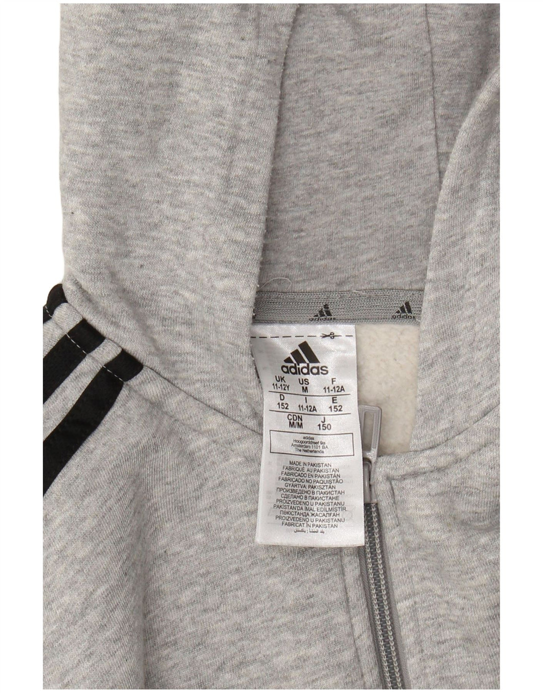 Pulover ADIDAS pentru băieți, cu fermoar, 11-12 ani, bumbac cu pete gri