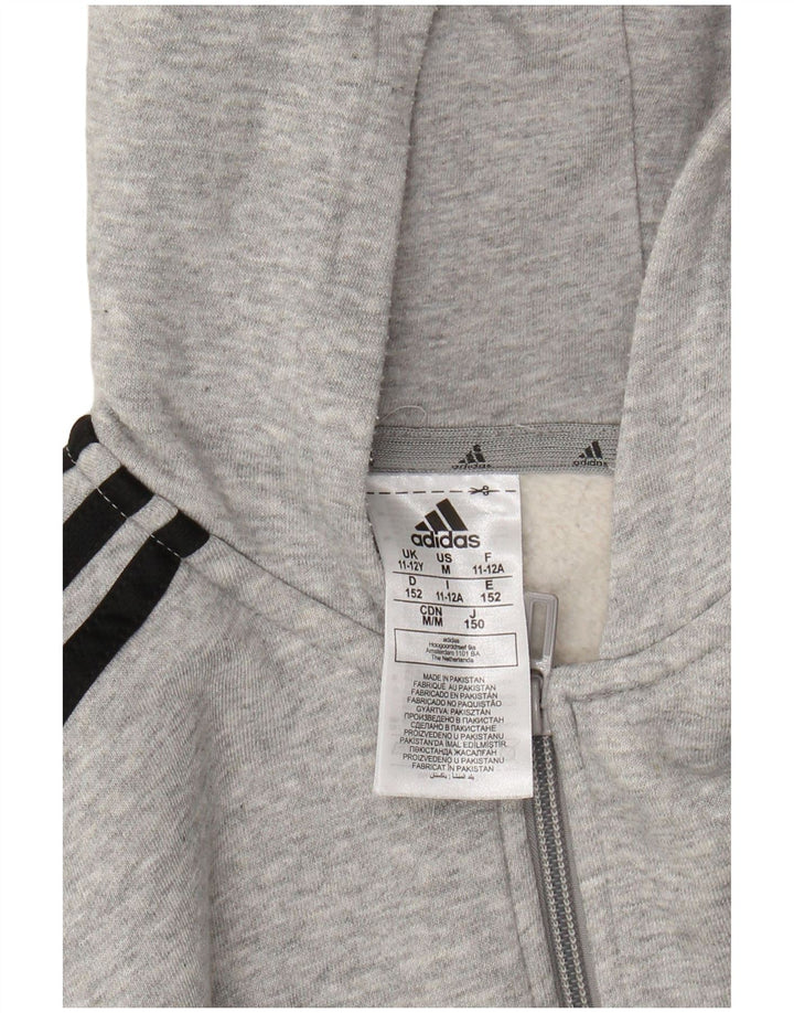 Pulover ADIDAS pentru băieți, cu fermoar, 11-12 ani, bumbac cu pete gri