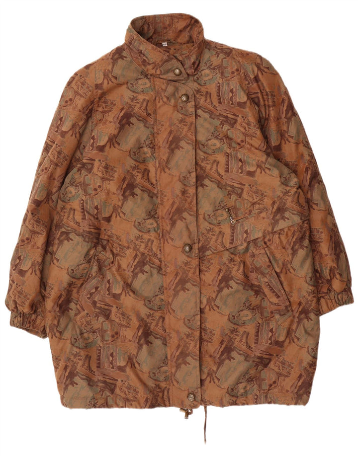 VINTAGE Pelernă de ploaie cu model abstract pentru damă, în formă largi, EU 42 Maro mare