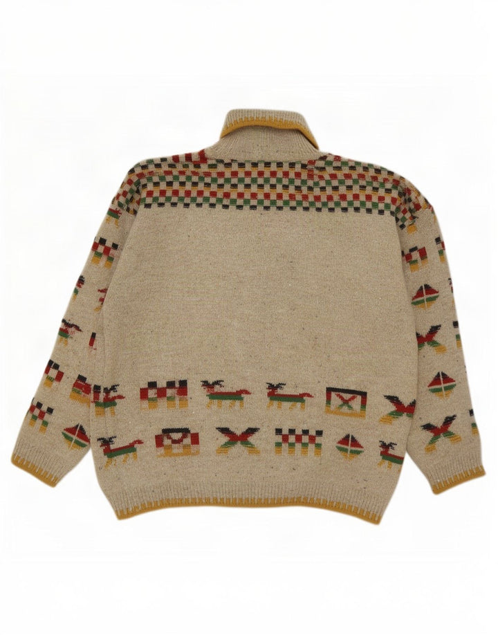 Pulover de damă Silvy cu gât rulat IT 42 Medium Bej Geometric Noutate