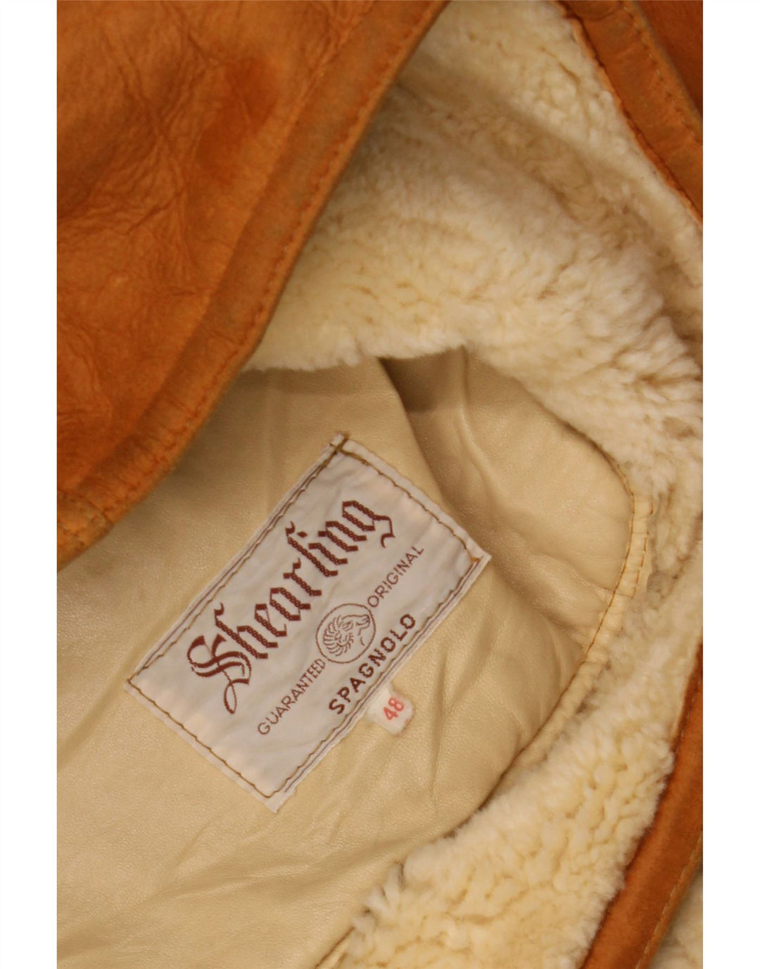 Jachetă vintage pentru bărbați din shearling IT 48 Maro Mediu