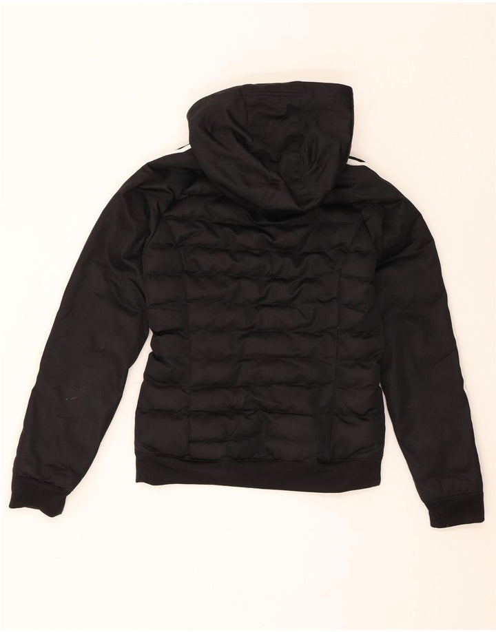 Jachetă căptușită cu glugă Adidas pentru femei UK 8 Poliester negru mic