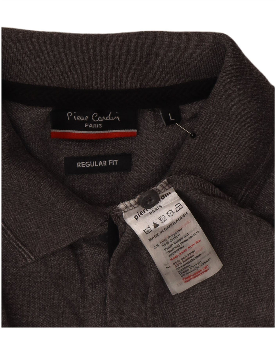 Cămașă polo Pierre Cardin pentru bărbați, cu croială normală, mare, gri, poliester color bloc