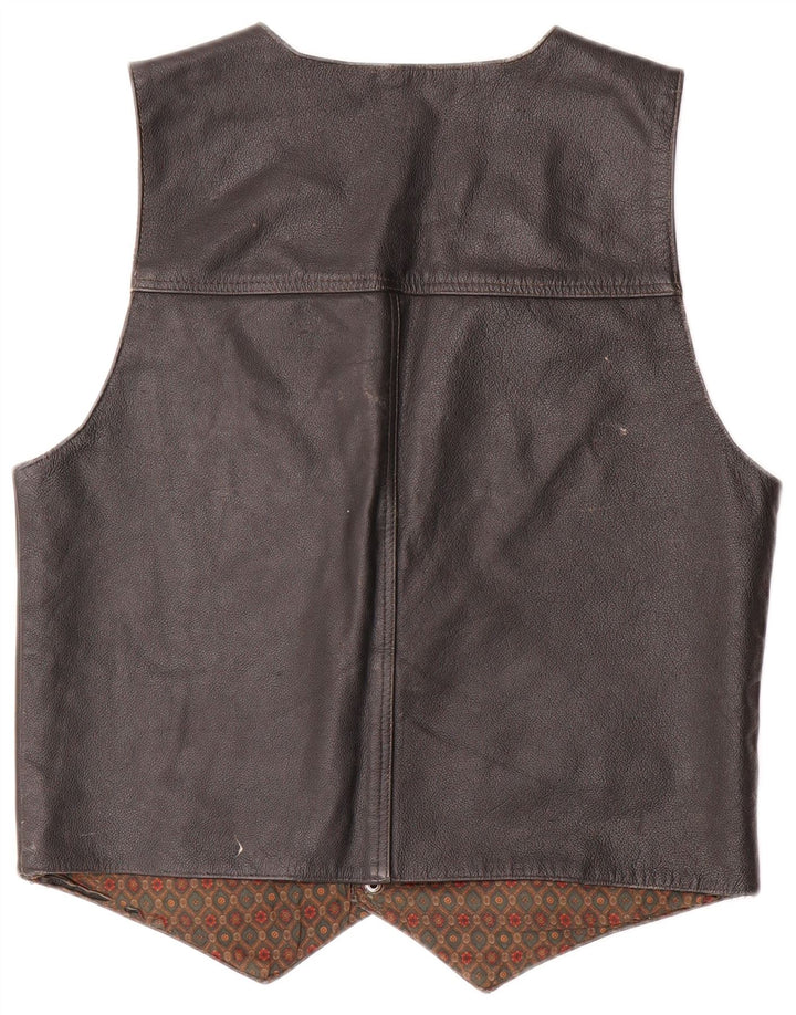 Vestă din piele vintage pentru bărbați, piele mică, neagră