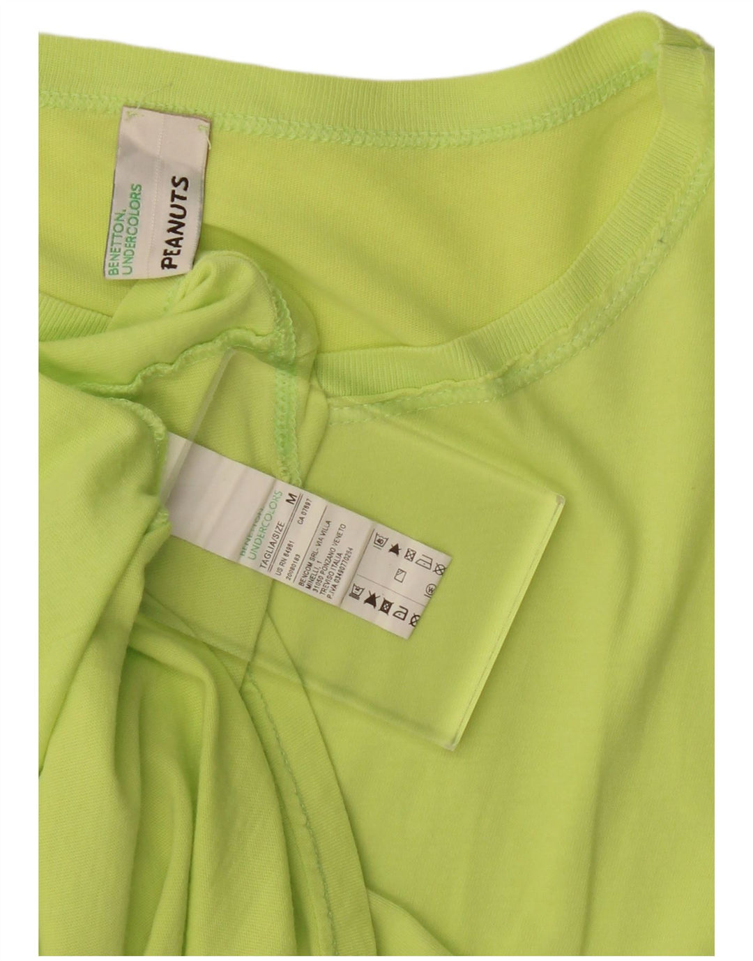 BENETTON pentru femei Peanuts Graphic Top cu mânecă lungă UK 14 Bumbac verde mediu