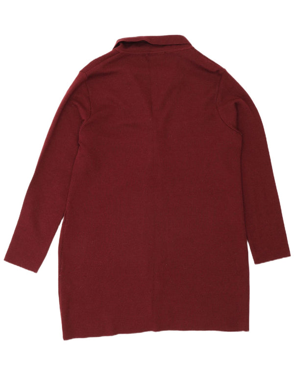 Pulover cardigan lung pentru femei Zara UK 16 Lână burgundy mare
