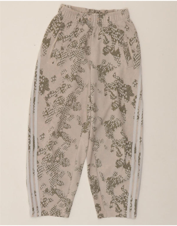 Pantaloni de trening ADIDAS pentru femei UK 4/6 XS, bej, bumbac camuflaj