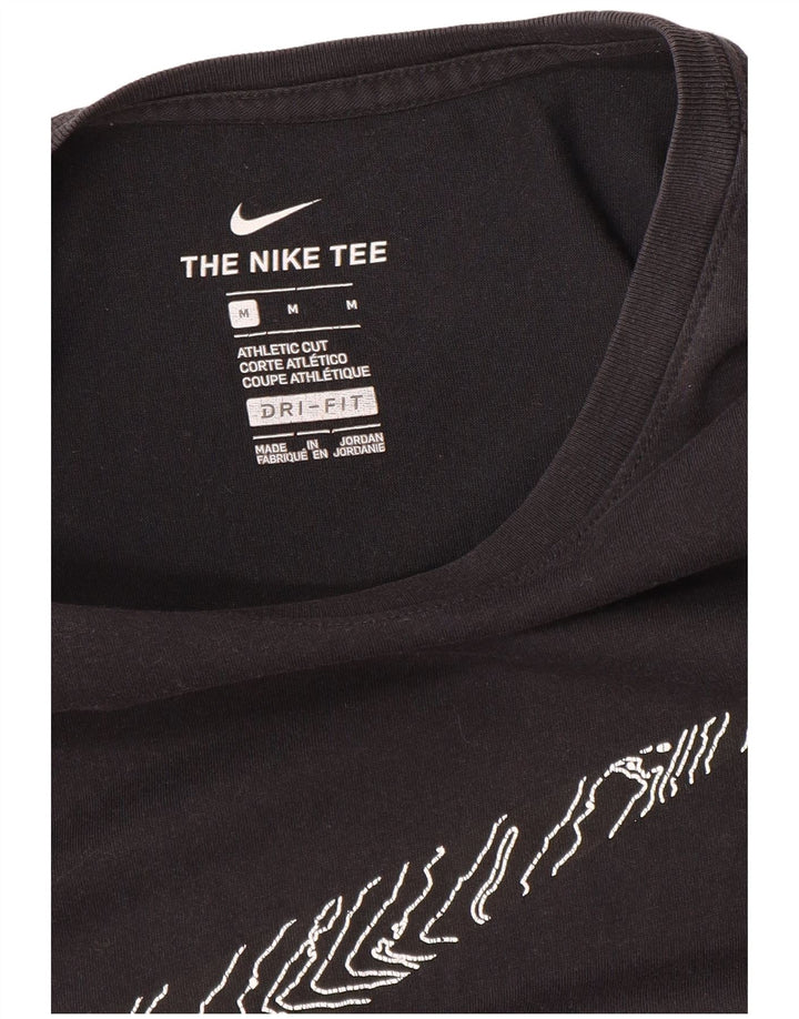 Tricou grafic NIKE pentru bărbați cu tăietură atletică Top mediu negru