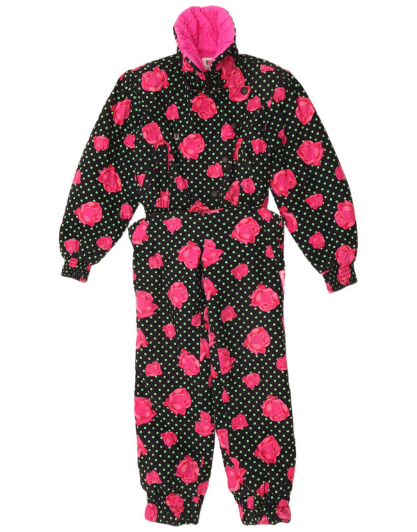 Ungaro Womens Ski Jumpsuit IT 44 Medium Black Floral Cotton