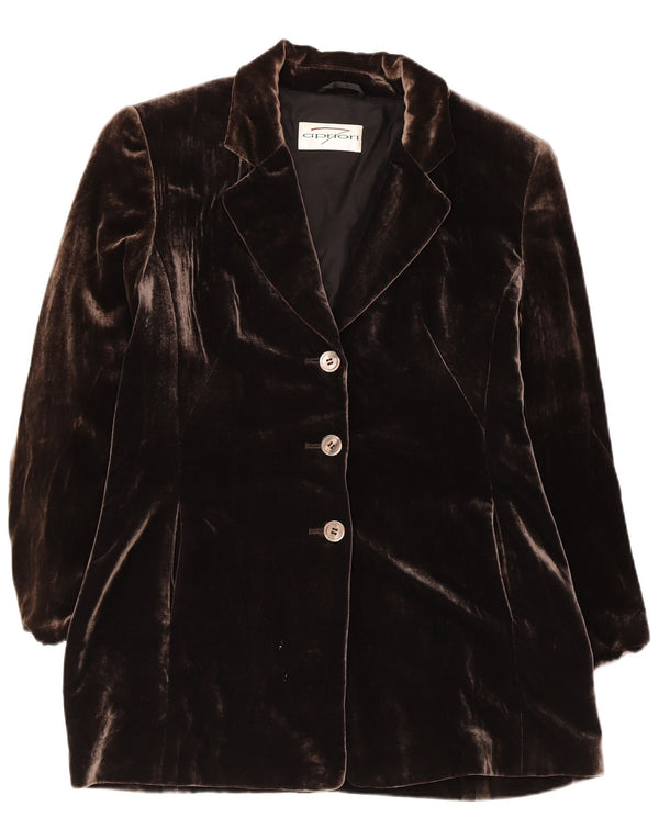 Jachetă APRIORI pentru femei cu 3 nasturi, UK 14, mătase mare, maro