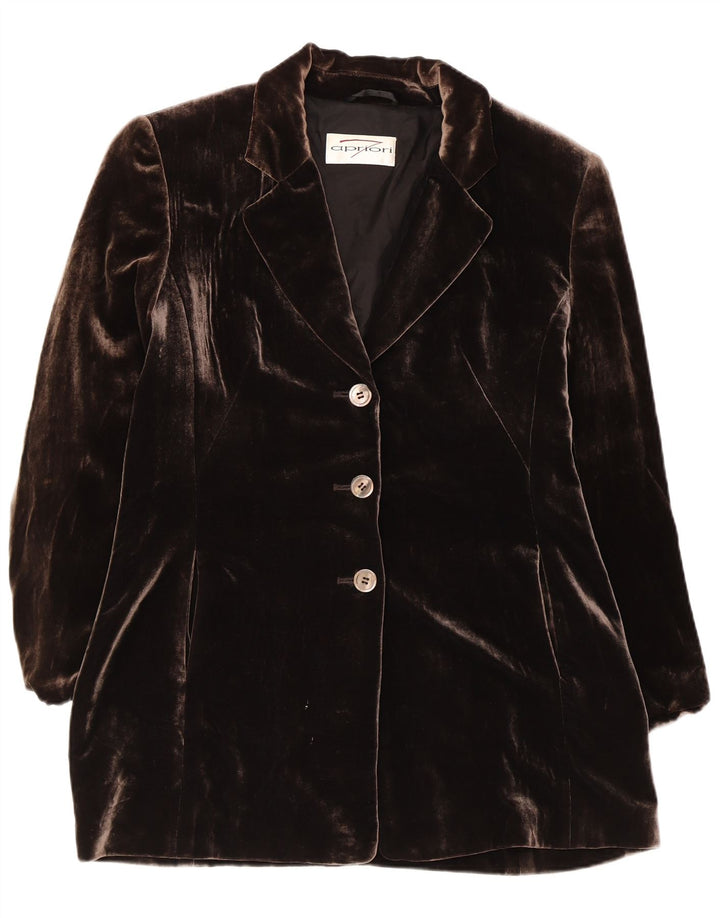 Jachetă APRIORI pentru femei cu 3 nasturi, UK 14, mătase mare, maro