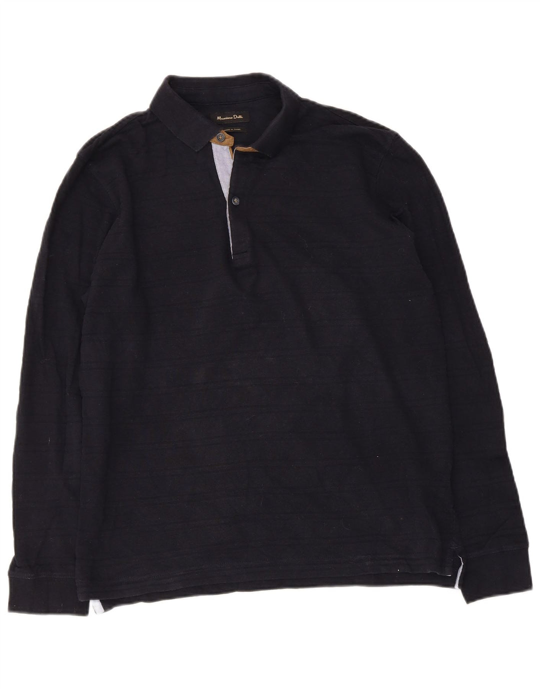 Cămașă polo cu mânecă lungă pentru bărbați Massimo Dutti, bumbac bleumarin mediu