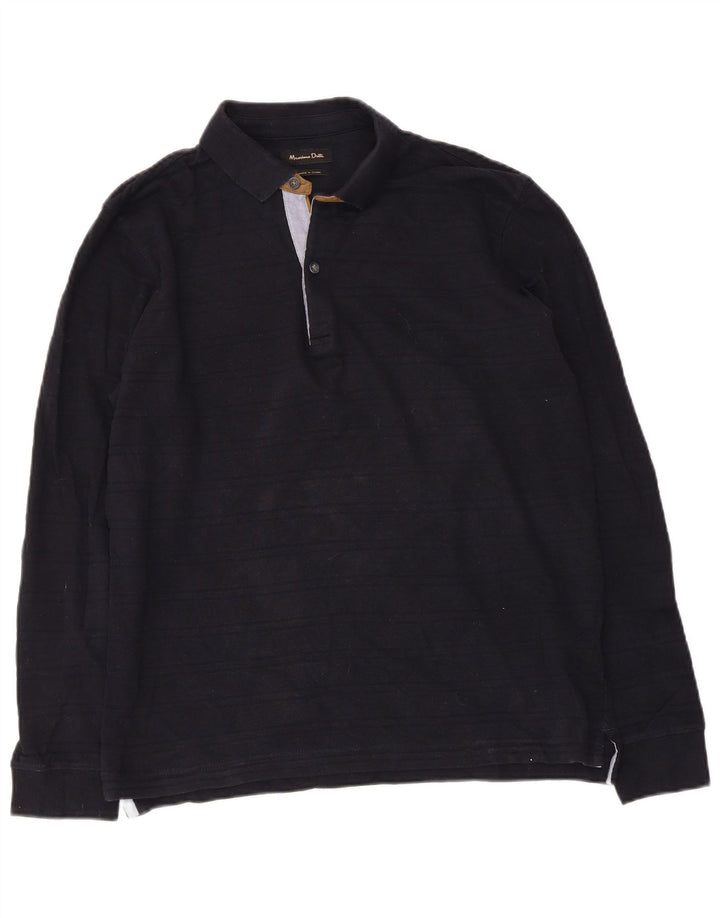 Cămașă polo cu mânecă lungă pentru bărbați Massimo Dutti, bumbac bleumarin mediu