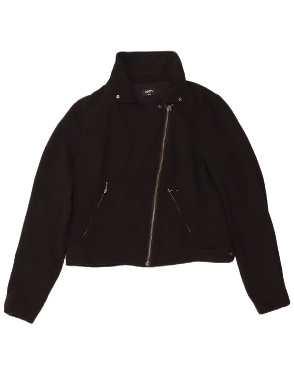 Jachetă Oasis pentru femei Crop Biker UK 12 Poliester mediu negru