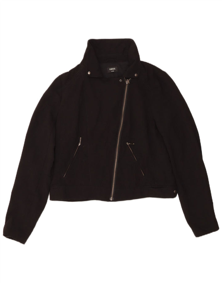 Jachetă Oasis pentru femei Crop Biker UK 12 Poliester mediu negru