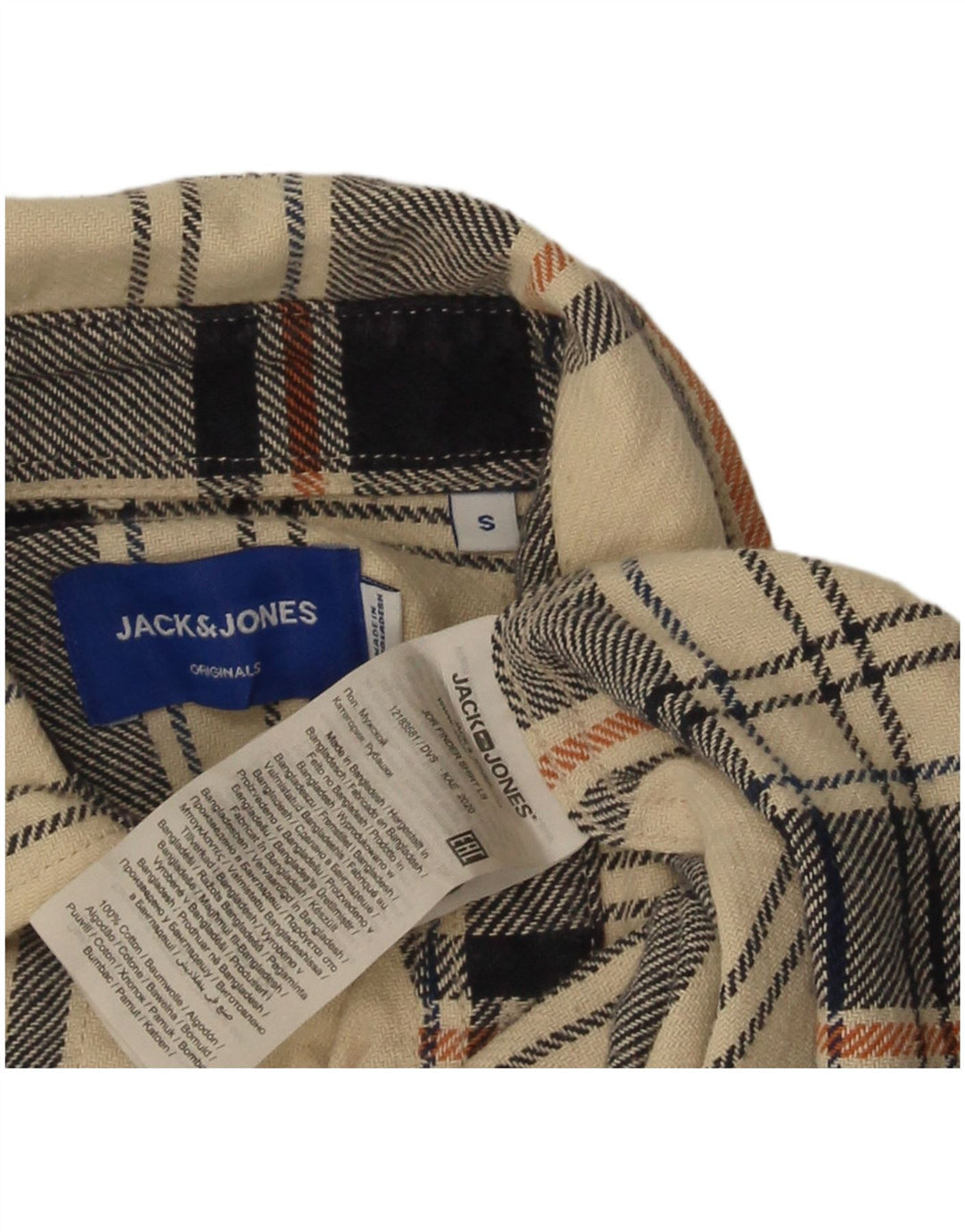 Cămașă de flanel Jack & Jones pentru bărbați, bumbac cu carouri mici, bej