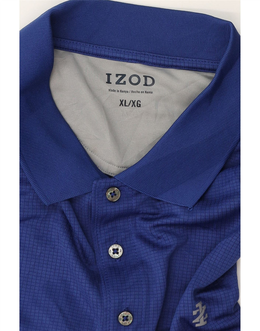 Cămașă polo Izod pentru bărbați, XL, poliester vichy albastru