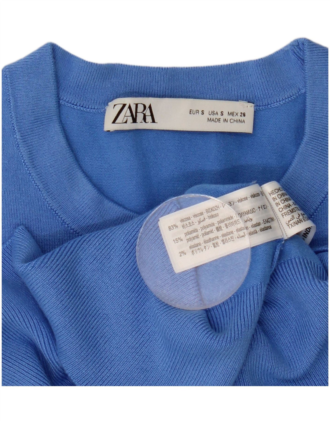 Pulover pentru damă Zara cu gât turnut, UK 10, mic albastru, viscoză