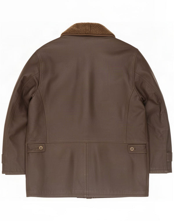 Vintage Mens Leather Jacket IT 56 3XL Brown